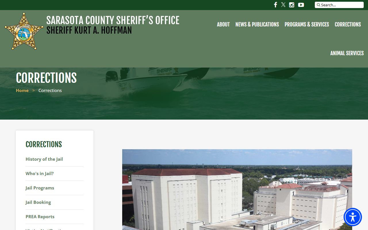Sarasota County Jail corrections division facility page