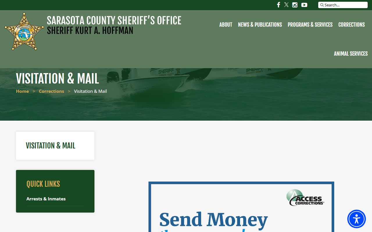 Sarasota County inmate records visitation and mail rules